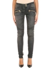 BALMAIN LOW-RISE BIKER JEANS,10341949