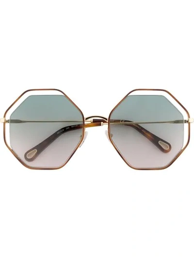 Chloé Poppy Geometric-frame Sunglasses In Green