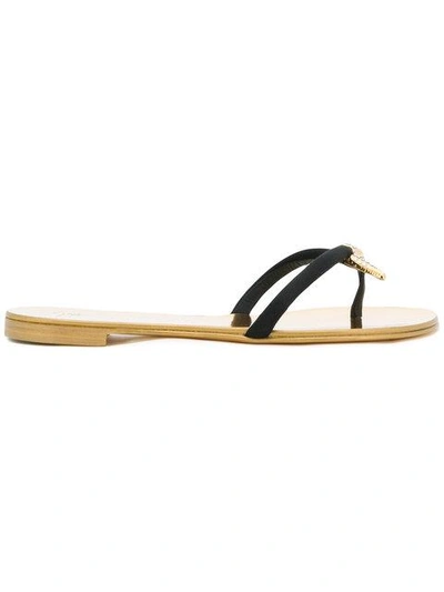 Giuseppe Zanotti Serpent Flip Flops In Black