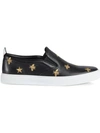 GUCCI LEATHER SLIP-ON SNEAKERS WITH BEES,407364AXWB012562746