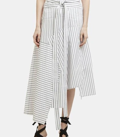 Jw Anderson Striped Asymmetric Patchwork Skirt In White