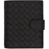 BOTTEGA VENETA Black Intrecciato Mini Foldover Wallet,382576 V001N