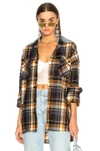 FEAR OF GOD FEAR OF GOD OVERSIZED FLANNEL BUTTON DOWN SHIRT IN PURPLE,CHECKERED & PLAID,5C 17 DFLN PRP