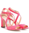 JIMMY CHOO CARRIE 85 SUEDE SANDALS,P00313050