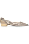 RENÉ CAOVILLA Crystal-embellished leather and mesh point-toe flats,US 7280562277570929