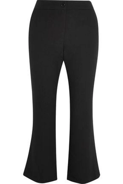 Iris And Ink Cropped Crepe Flared Trousers In Black