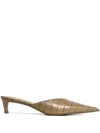 12 Storeez 40mm Crocodile-embossed Pointed-toe Mules In Neutral