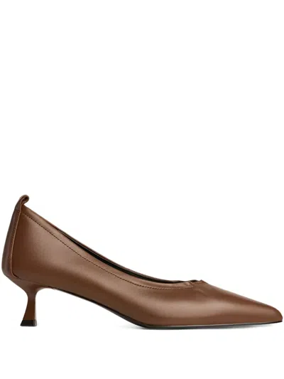 12 Storeez 45mm Pointed Leather Pumps In Brown
