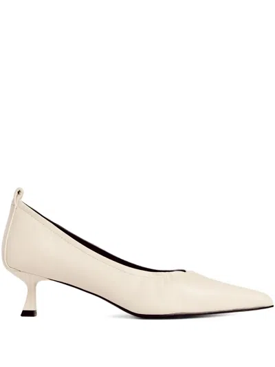12 Storeez 45mm Pointed Leather Pumps In White
