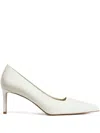 12 Storeez 70mm Leather Heeled Pumps In White
