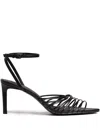 12 Storeez 80mm Strappy Leather Sandals In Black