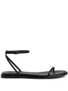12 Storeez Ankle-strap Leather Sandals In Black