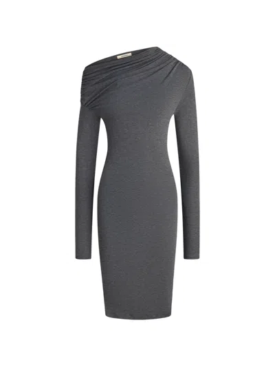 12 Storeez Asymmetric Draped Mini Dress In Gray