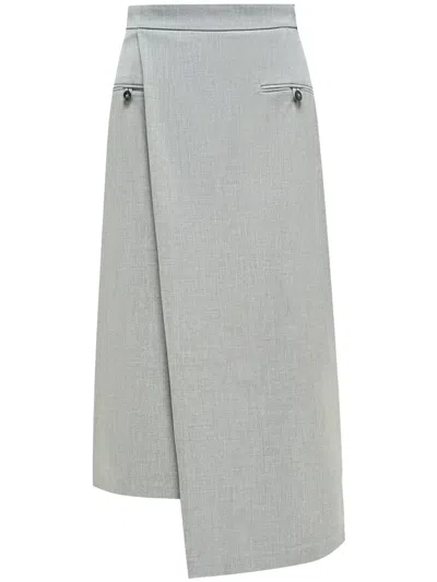12 Storeez Asymmetric Tailored Midi Skirt In Grey