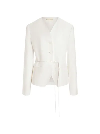 12 Storeez Aurelia V-neck Jacket In White