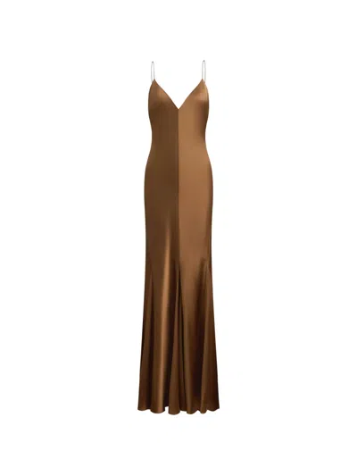 12 Storeez Ava Silk Maxi Dress In Brown