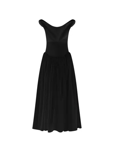 12 Storeez Avignon Cowl-neck Dress In Black