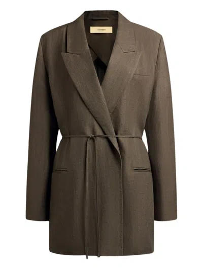 12 Storeez Belted Blazer In Brown