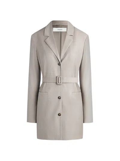 12 Storeez Belted Wool Blazer In Gray