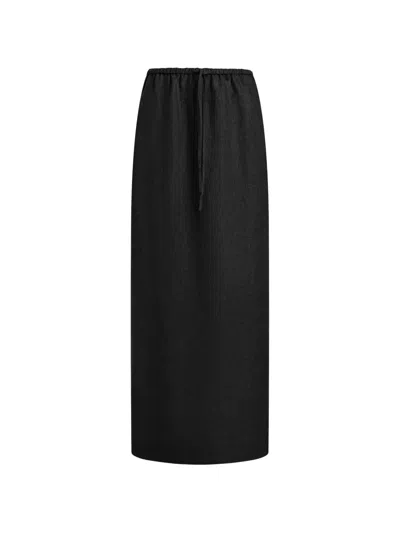 12 Storeez Bessette Drawstring-waist Maxi Skirt In 블랙