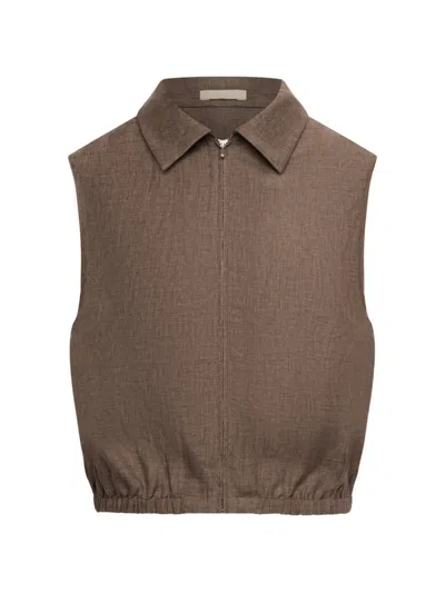 12 Storeez Bessette Sleeveless Linen Top In Brown