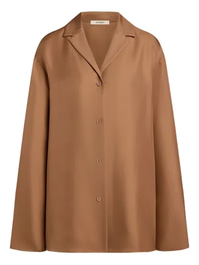 12 Storeez Button-down Silk Shirt In Brown