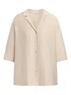12 Storeez Button-front Short-sleeve Shirt In Neutral