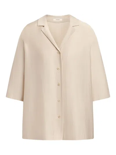 12 Storeez Button-front Short-sleeve Shirt In Neutral