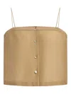 12 Storeez Button-front Spaghetti-strap Top In Brown