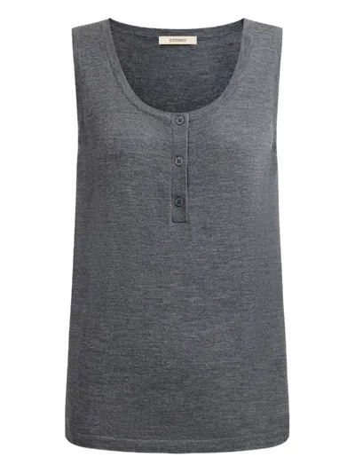12 Storeez Button-placket Sleeveless Vest In Gray