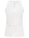 12 Storeez Button-up Belted Top In Neutral