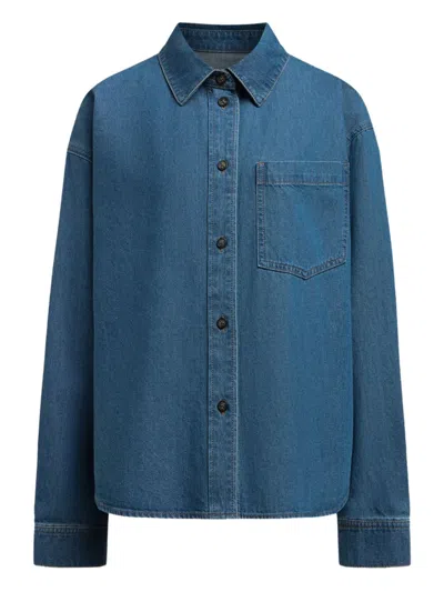 12 Storeez Buttoned Denim Shirt In Blue