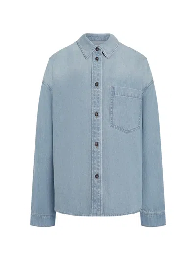 12 Storeez Buttoned Denim Shirt In Blue