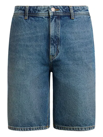 12 Storeez Buttoned Denim Shorts In Blue