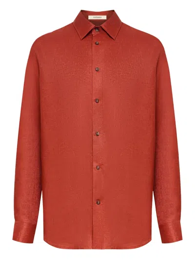 12 Storeez Buttoned Linen Shirt In Purple