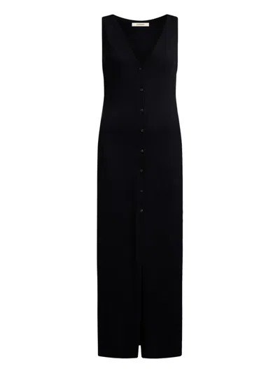 12 Storeez Buttoned Maxi Dress In Black