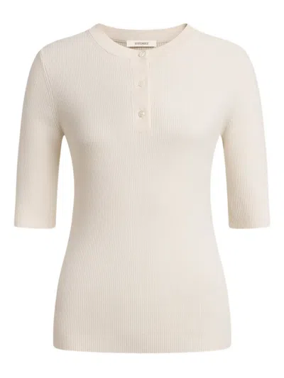 12 Storeez Buttoned Merino Top In Neutral