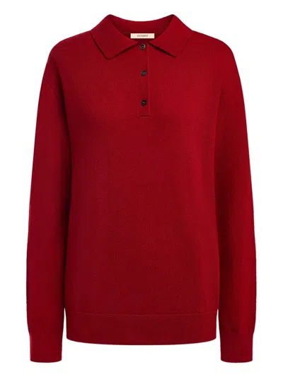 12 Storeez Buttoned Polo Jumper In Red