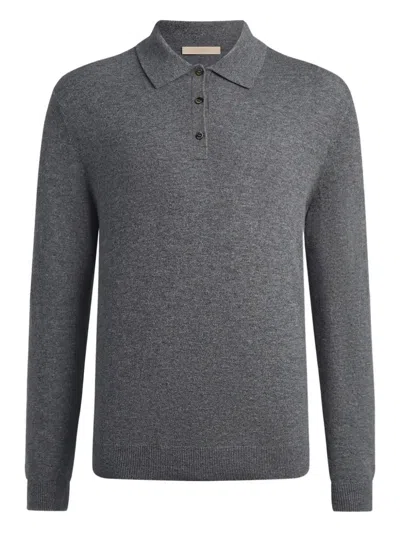 12 Storeez Buttoned Polo Top In Gray