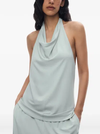 12 Storeez Cannes Cowl-neck Backless Top In Gray