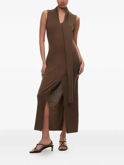 12 Storeez Carolyn V-neck Midi Dress In Blue