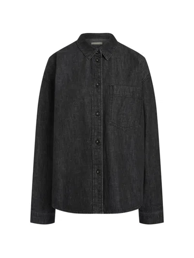 12 Storeez Chest-pocket Denim Shirt In Gray