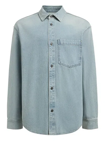 12 Storeez Chest-pocket Overshirt In Blue