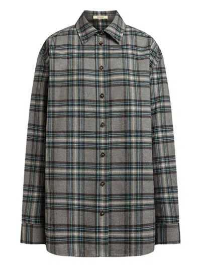 12 Storeez Cotton Flannel Shirt In Gray