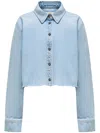 12 Storeez Cropped Organic-cotton Denim Shirt In 蓝色