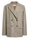 12 Storeez Double-breasted Linen Blazer In Neutral