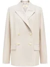 12 Storeez Double-breasted Linen Blazer In White