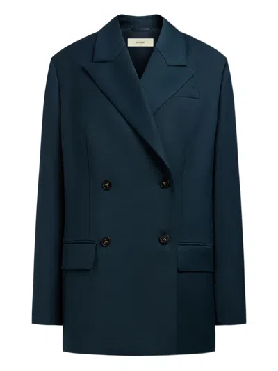 12 Storeez Double-breasted Long-sleeve Blazer In Blue