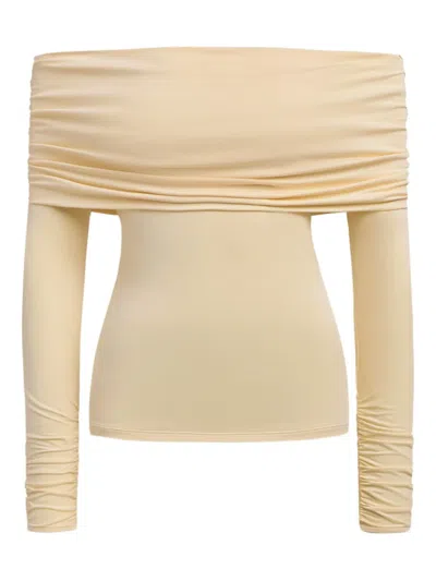 12 Storeez Draped Off-shoulder Top In Neutral