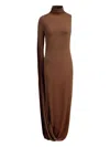 12 Storeez Draped One-shoulder Maxi Dress In Brown